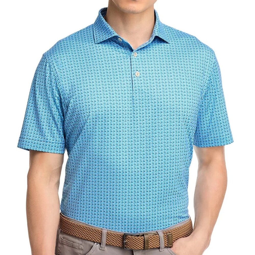Peter Millar Patterned Allover Cars Print Summer Comfort Polo Shirt Size XL